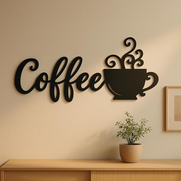 Coffee Mug Metal Wall Art - Modern Kitchen Decor Sign
